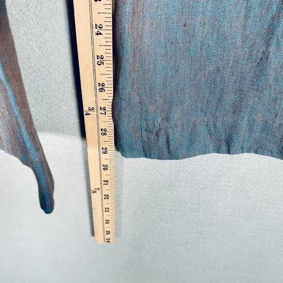 Lafayette NY Womens Pants 8 Blue Linen Wide Leg Old Money Quiet Luxury Shiny - Picture 11 of 12